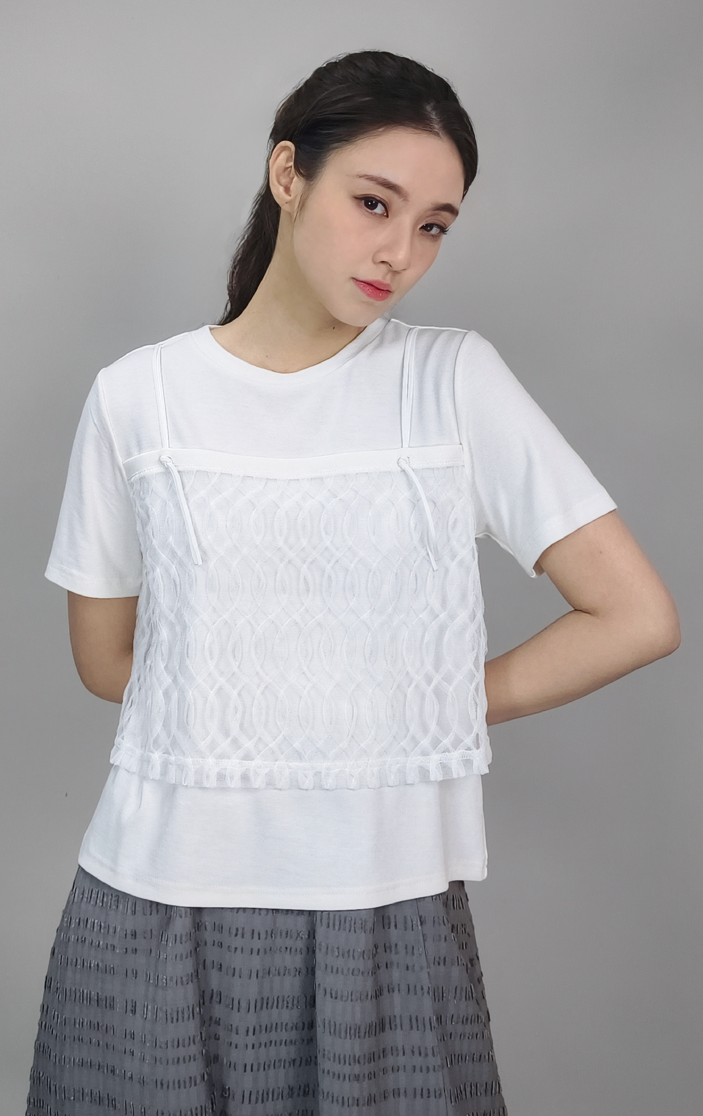 網紗細帶上衣 ST0414