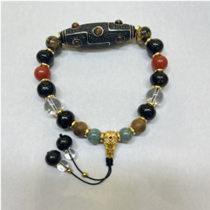 0414gz28-GZday1-撫順琥珀4月-撫順天珠翳珀五行手串10m24k包金（A28）