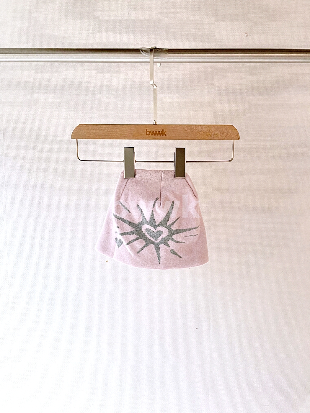 愛心圖騰針織冷帽-粉