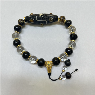 0414gz29-GZday1-撫順琥珀4月-撫順天珠翳珀手串10m24k包金（A29）