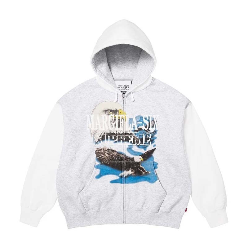 Supreme X MM6 Maison Margiela Eagle Zip Up Hooded 聯名 拉鍊 老鷹 連帽外套 灰白色 SS26SW6-AY [台灣現貨]