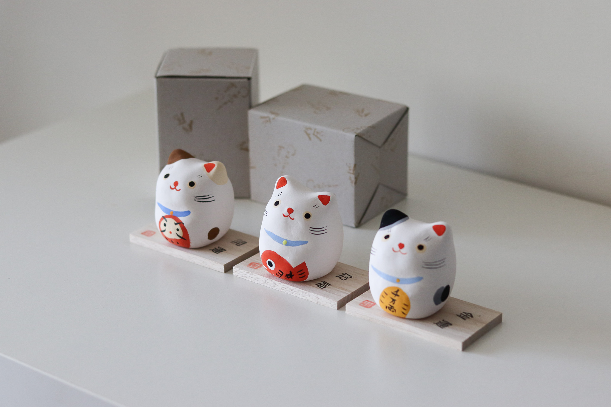 日本 作舍窯 手繪招財貓 招財 招福 陶瓷擺飾