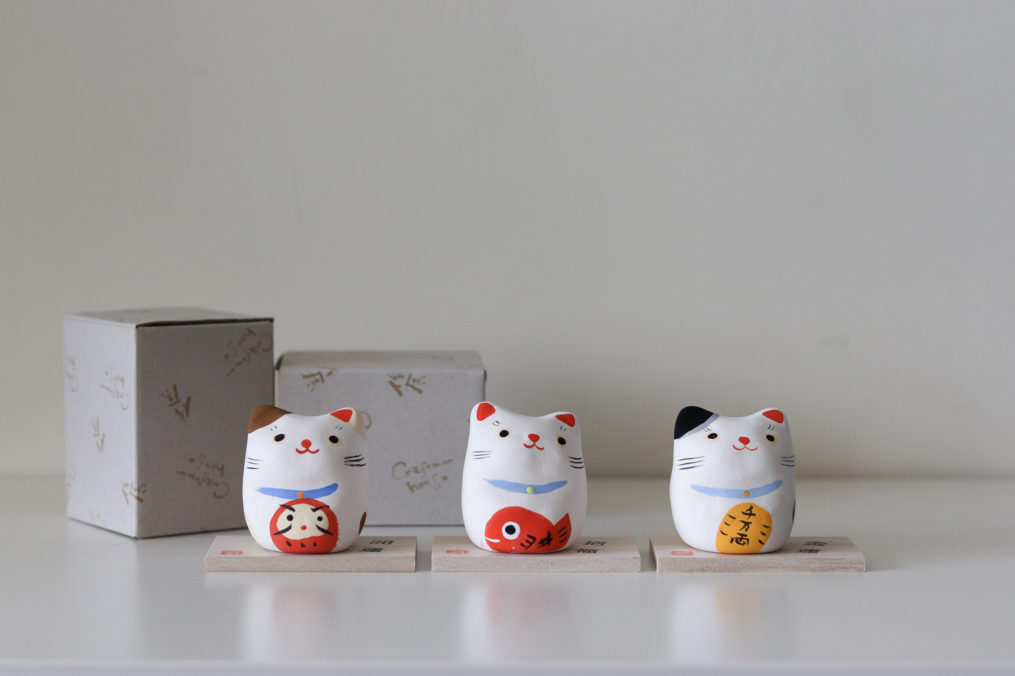 日本 作舍窯 手繪招財貓 招財 招福 陶瓷擺飾