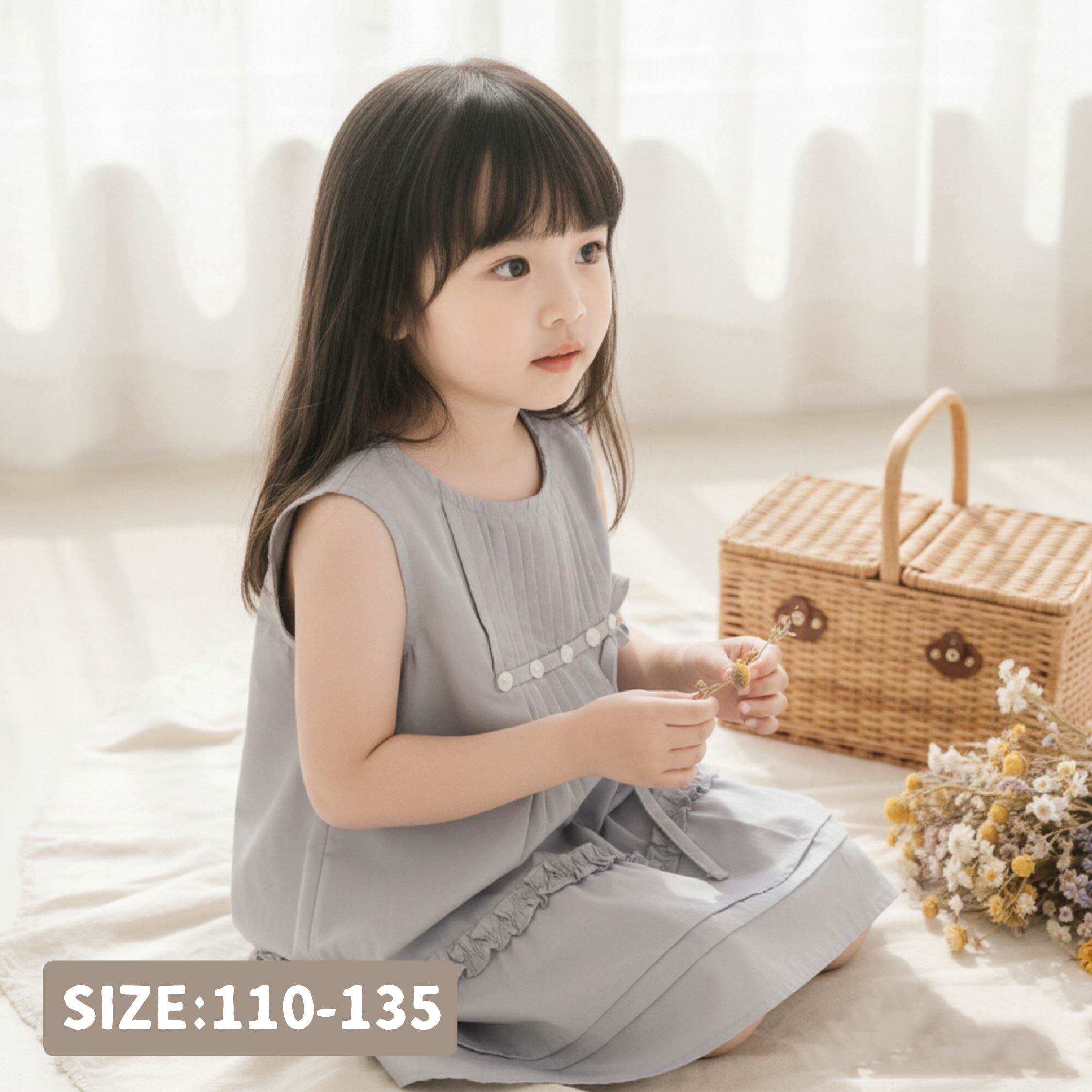 【H50154】氣質打褶鈕釦設計無袖套裝