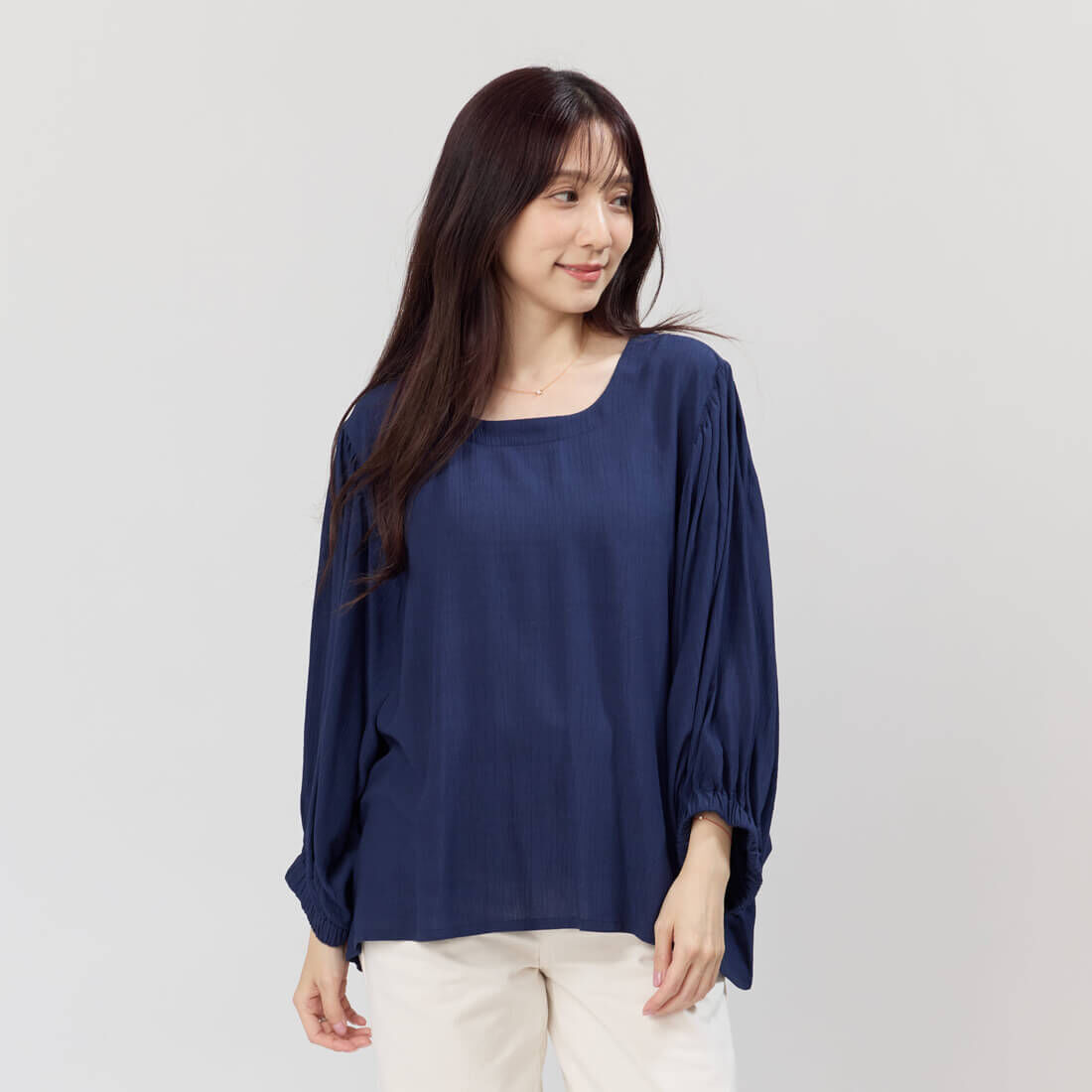 Winnie Loose Fit Wide Sleeve Top / Dark Blue