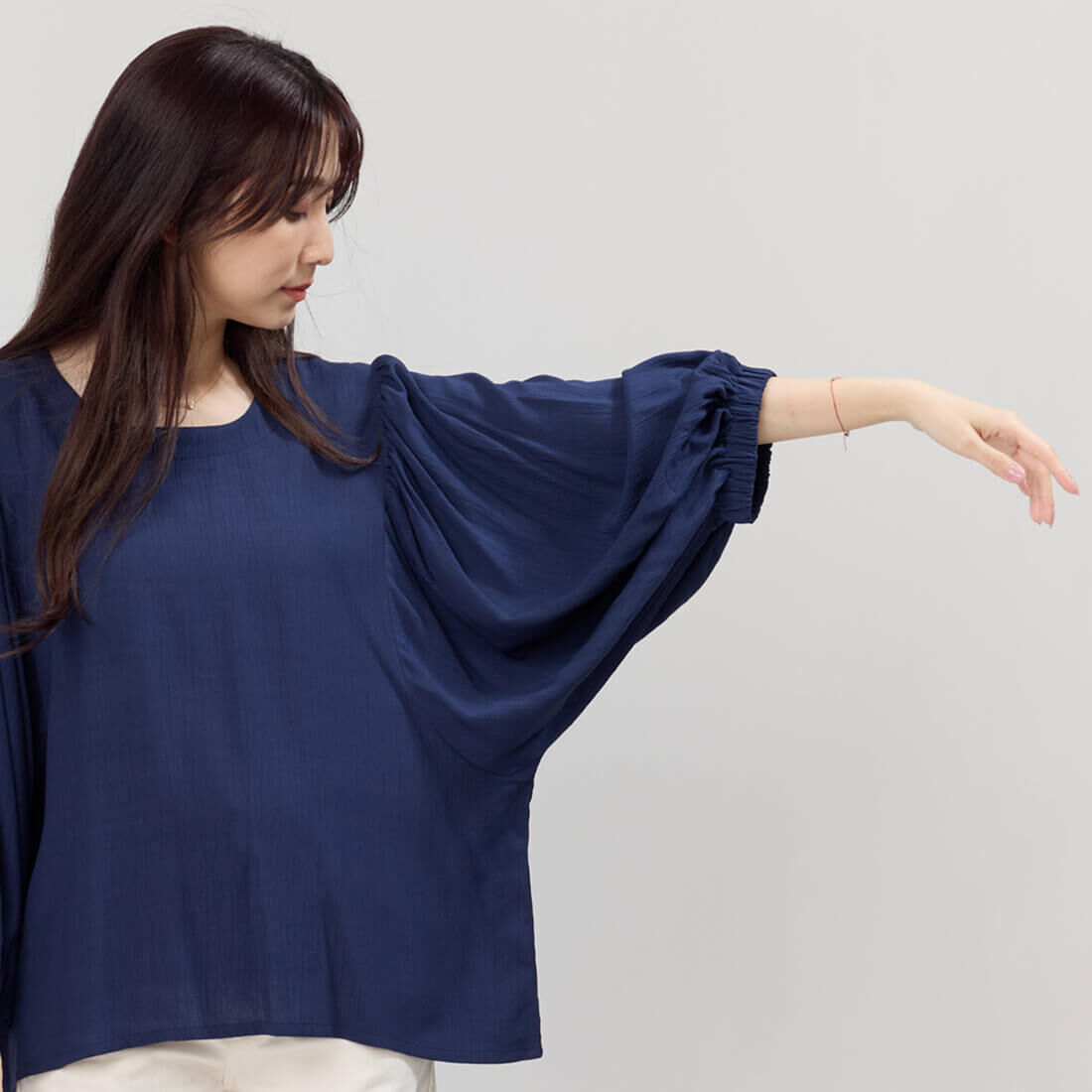 Winnie Loose Fit Wide Sleeve Top / Dark Blue
