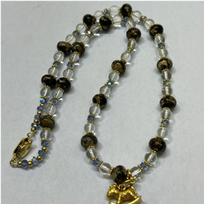 0414gz39-GZday1-撫順琥珀4月-撫順幹白花DIY項鏈8m24k包金（A39）