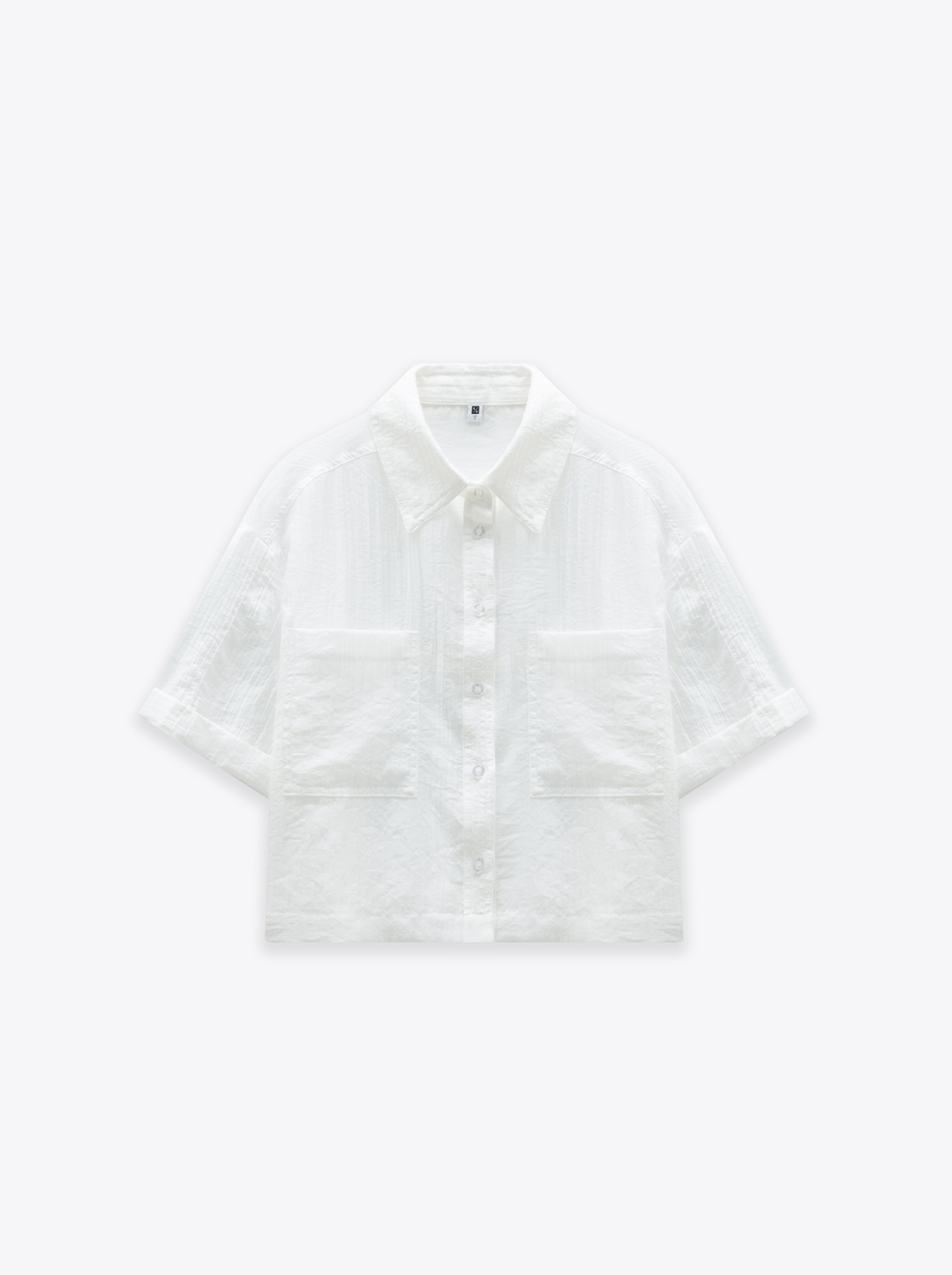 翻領透膚短袖襯衫