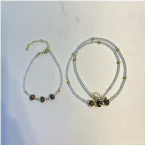 0414gz40-GZday1-撫順琥珀4月-撫順幹白花水晶DIY項鏈（A40）