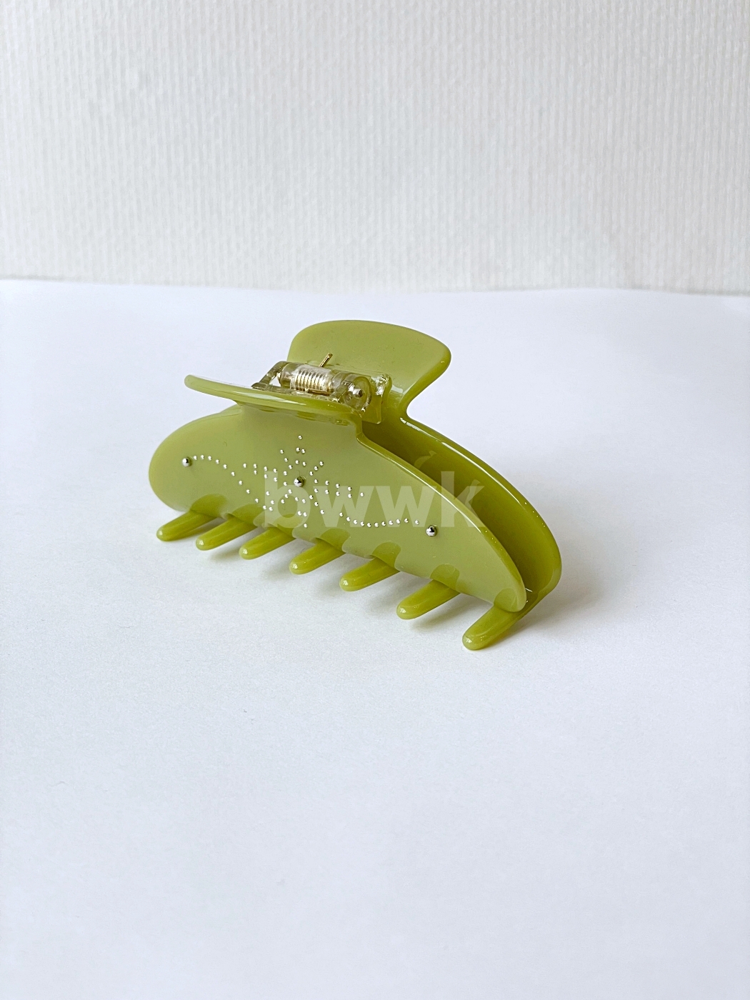 莫蘭迪色系鑲鑽抓夾-橄欖綠