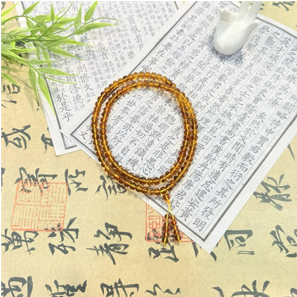 0414gz55-GZday1-撫順琥珀4月-撫順特級豆油珀佛珠8mm（A55）