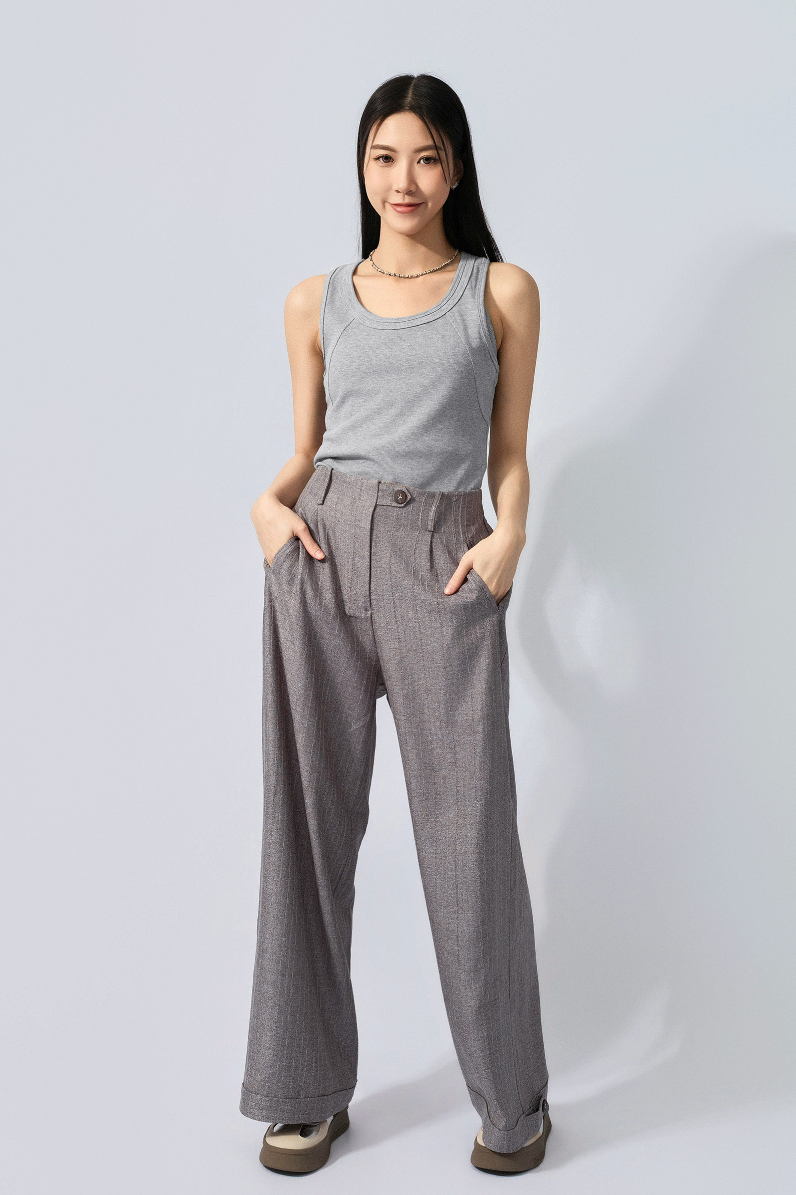 搭帶腳級間條紋西褲（預購產品）