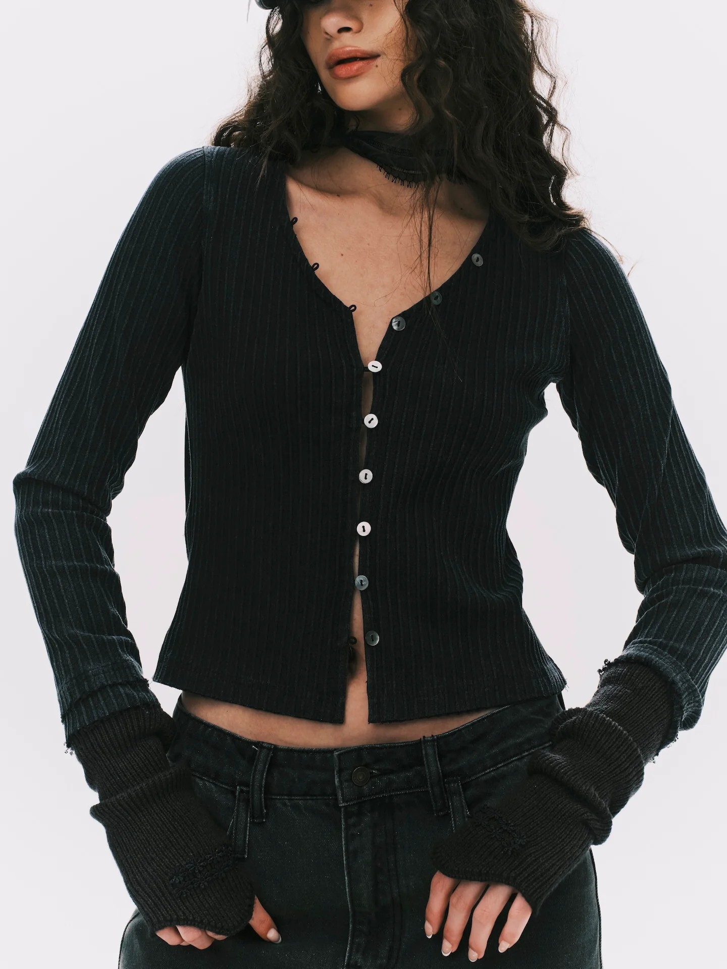 ANOWHEREMAN WASHED CARDIGAN 水洗 坑條 不收邊 針織 開襟 外套