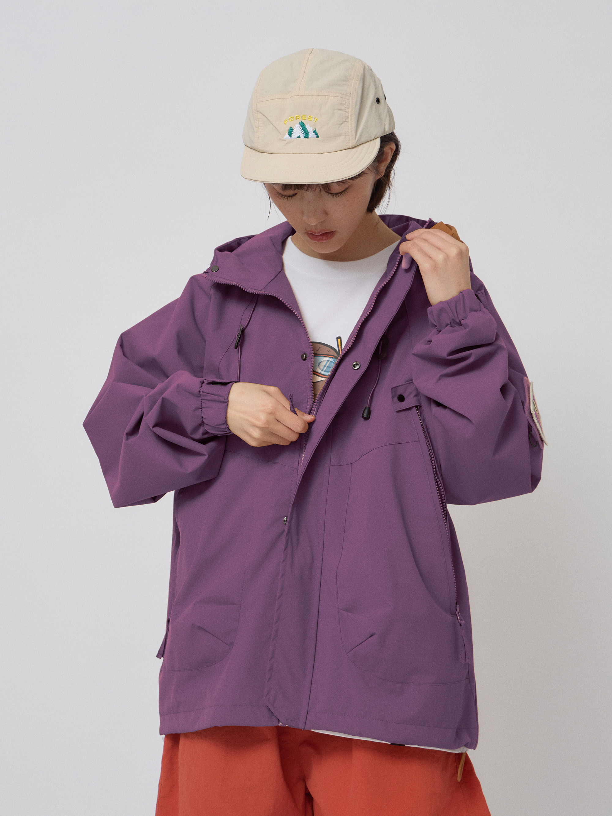 大口袋防潑水連帽外套