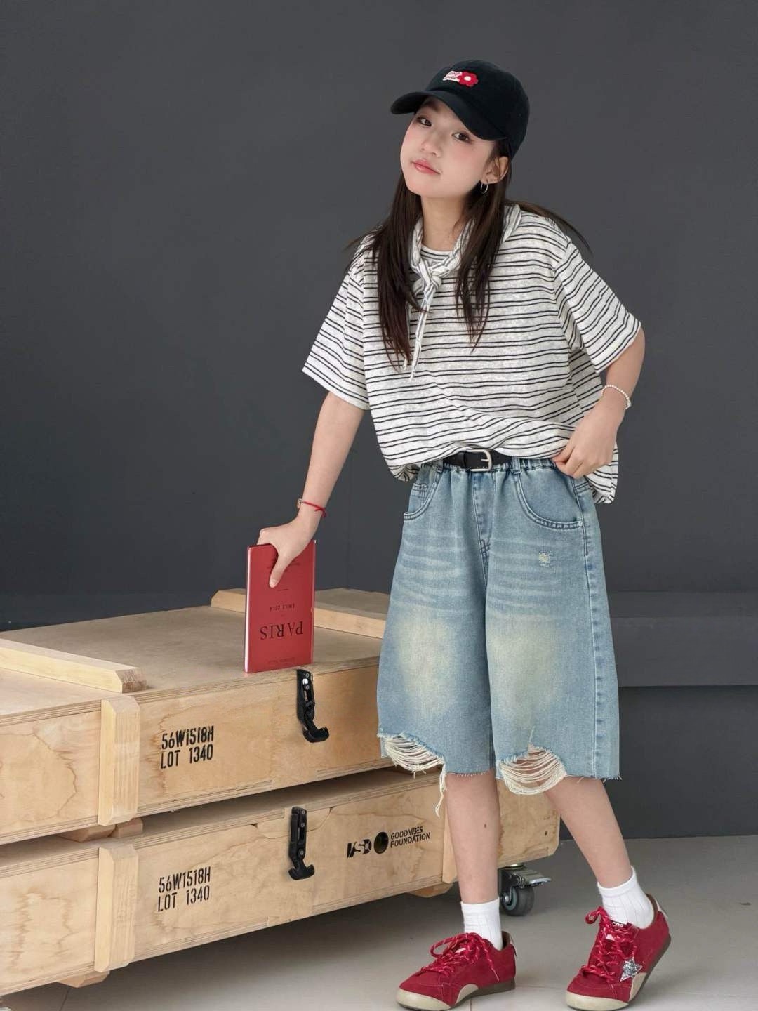 復古水洗刷破牛仔褲