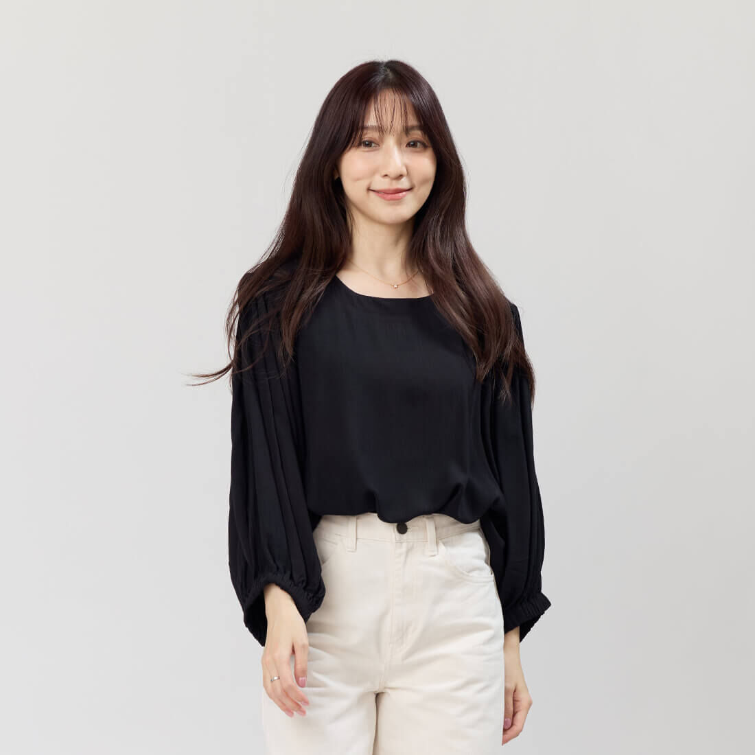 Winnie Loose Fit Wide Sleeve Top / Black