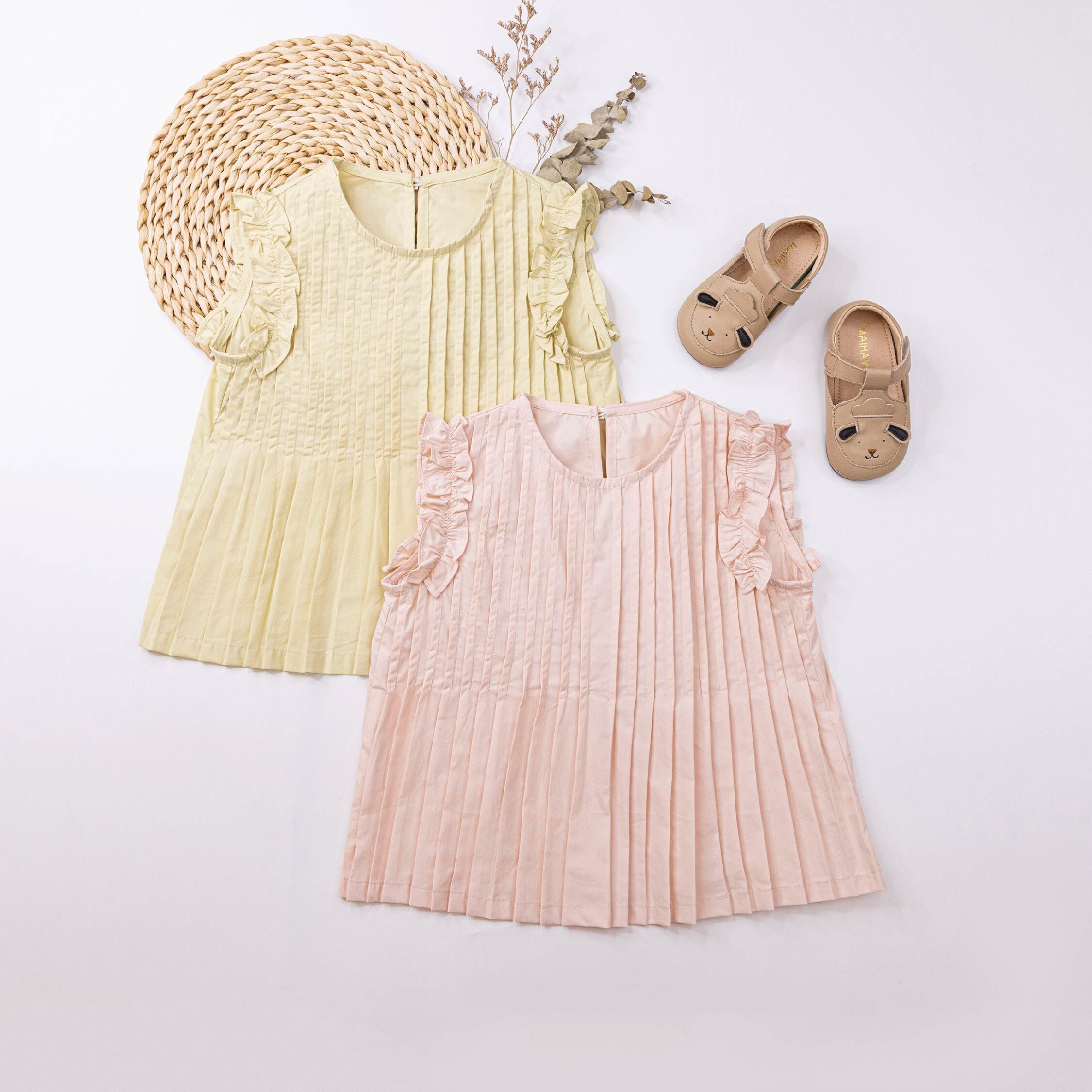 【H50151】質感打褶車縫設計棉質上衣＊二色