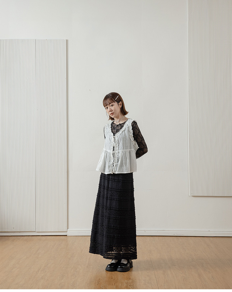 3D ruffled textured lace-up cover-up vest, available in three colors【01099563】in stock+pre-order