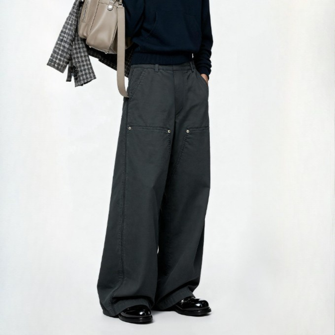 百搭款直筒伐木工裝長褲