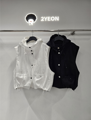 YE007 2yeon 反色鈕扣棉麻衝風背心