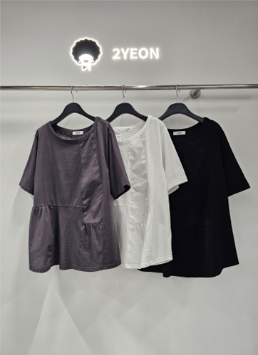 YE009 2yeon 前後不規則拼布中長TEE