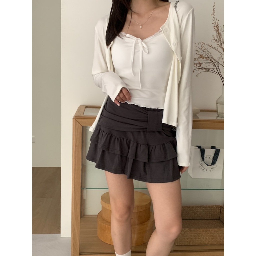 A29 法式蕾絲彈力棉罩杯小可愛+罩衫套裝 #8532