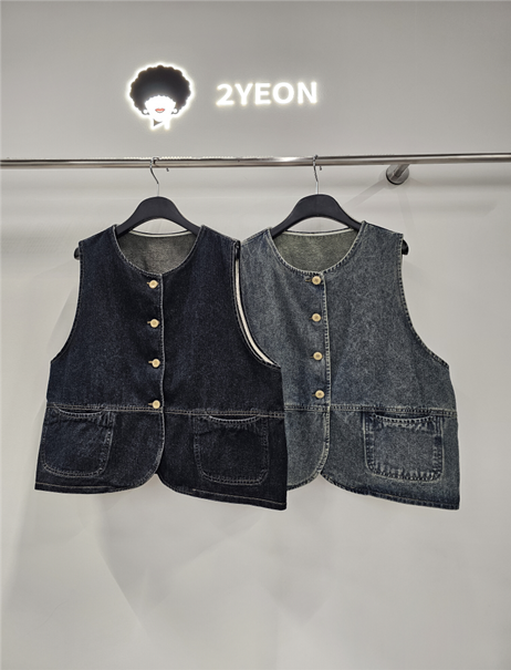 YE013 2yeon 4粒扣復古牛仔背心外套