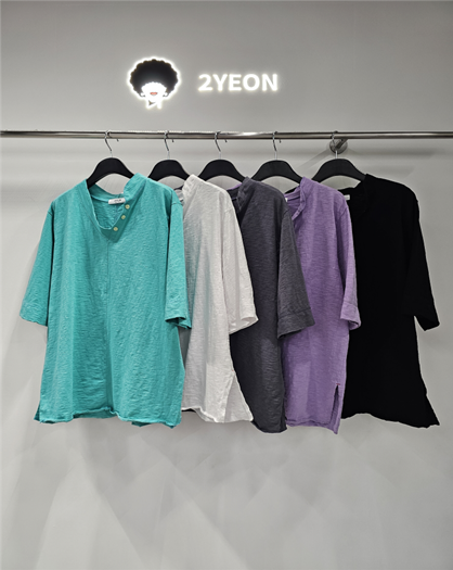 YE014 2yeon 不對稱三扣休閒TEE