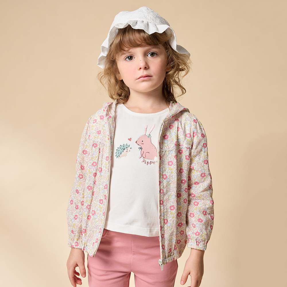 PIPPY 優雅碎花純棉連帽外套 粉