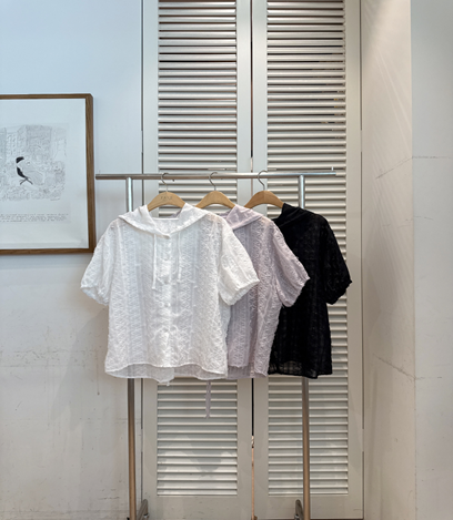 YE029 FAVE 通花lace泡泡袖外套罩衫