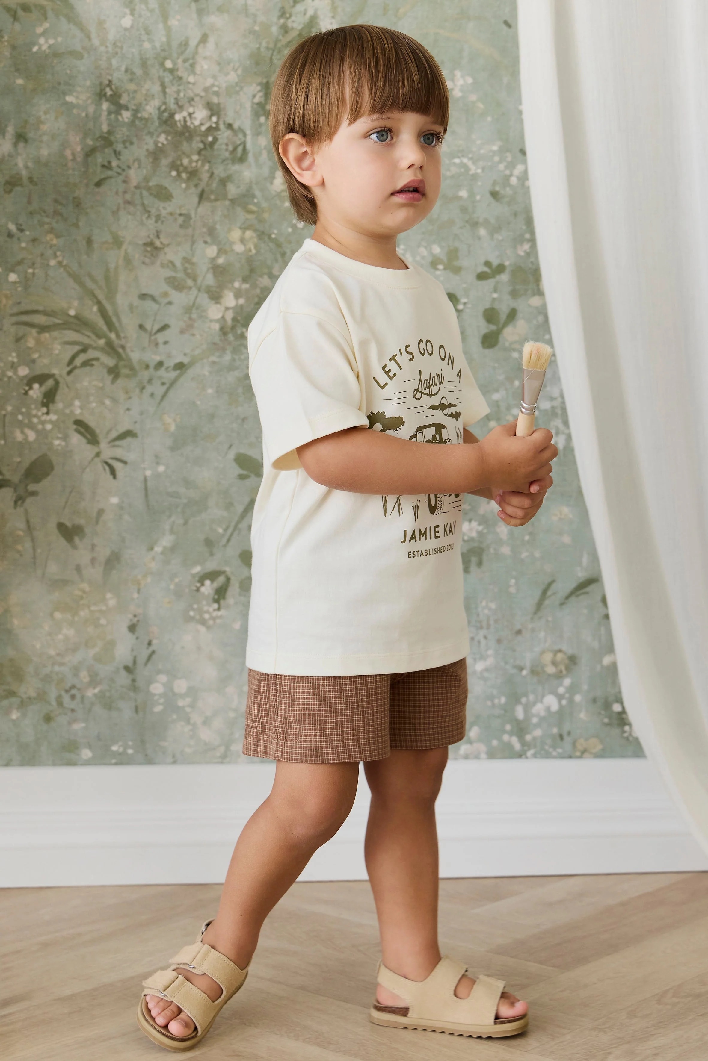 【預購】JAMIE KAY -Organic Cotton Louis Short - Double Windowpane Check Oud（Hay）