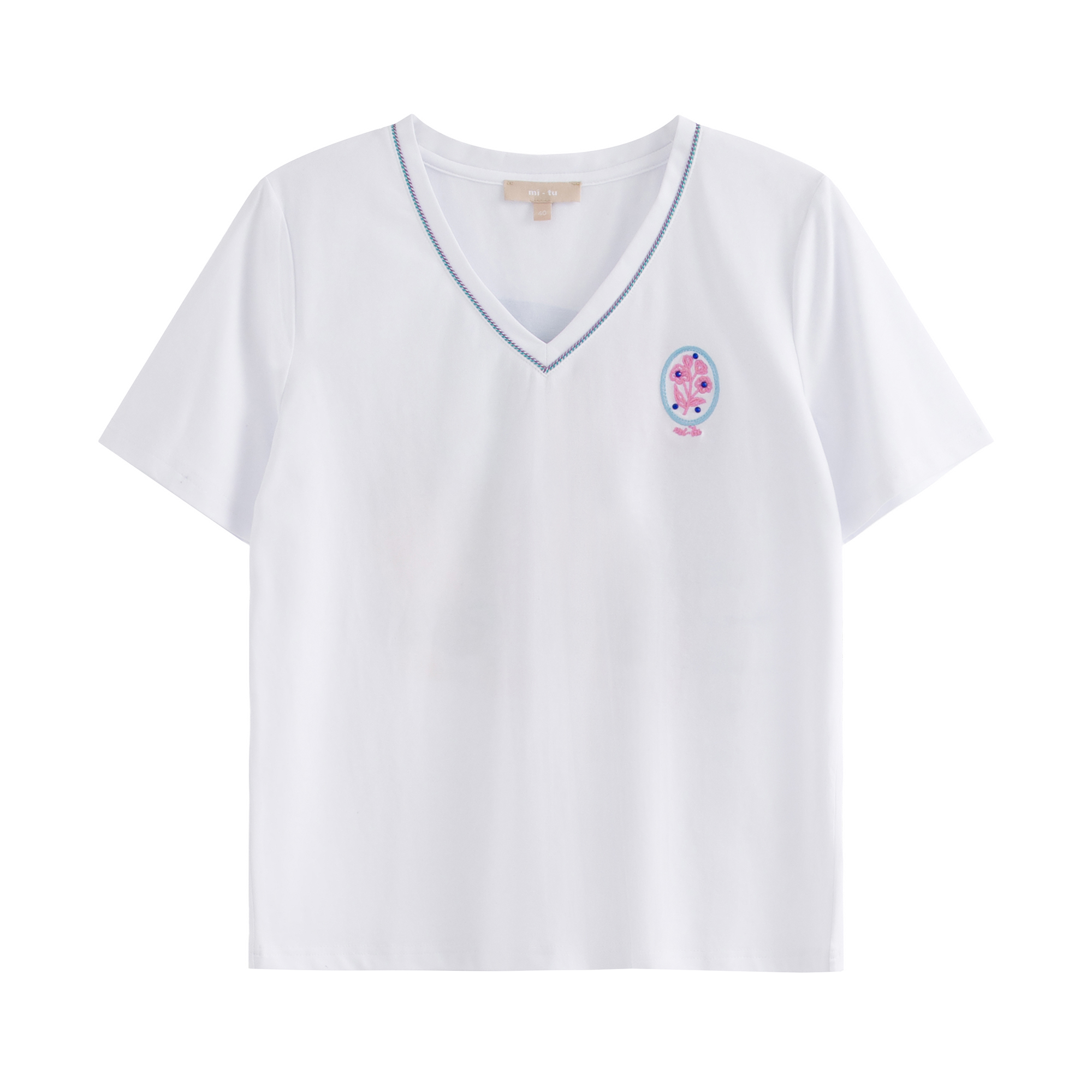 mi-tu V領印花T恤