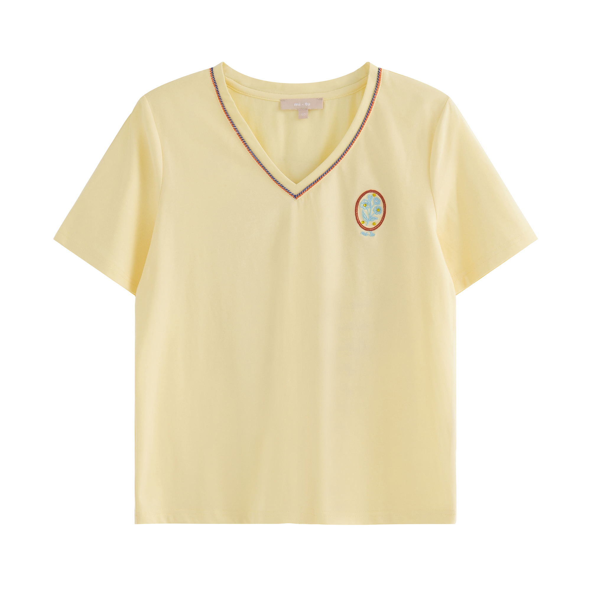 mi-tu V領印花T恤