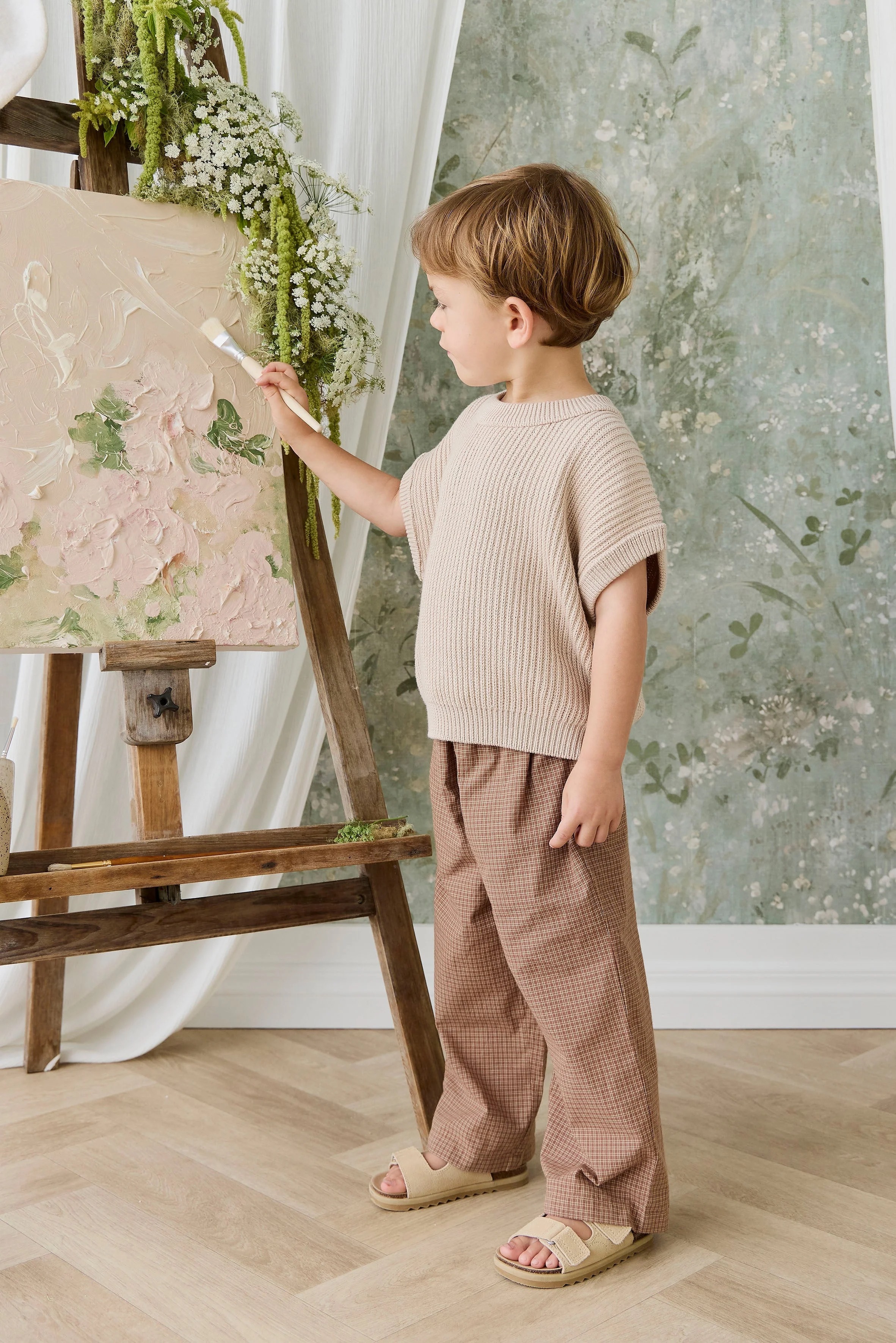 【預購】JAMIE KAY -Organic Cotton Kenji Pant - Double Windowpane Check Oud（Hay）