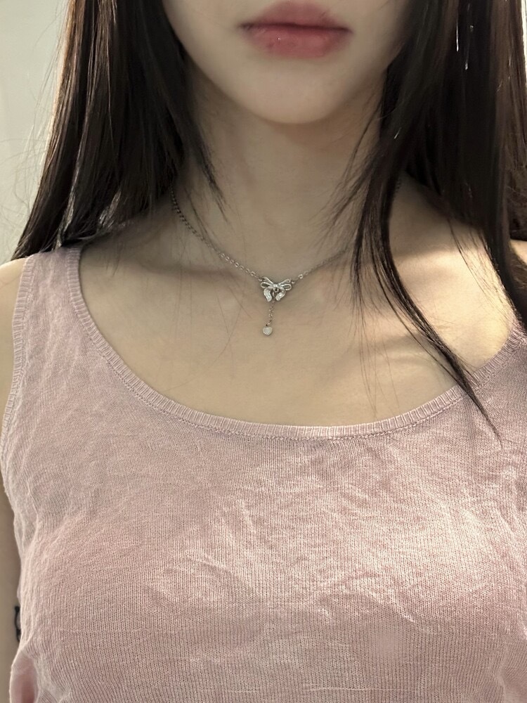 【預購】韓國代購 OFUSE Lace Ribbon 蕾絲 緞帶 蝴蝶結 Necklace Bracelet(chain) 立體銀 愛心 珍珠 項鍊 手鍊