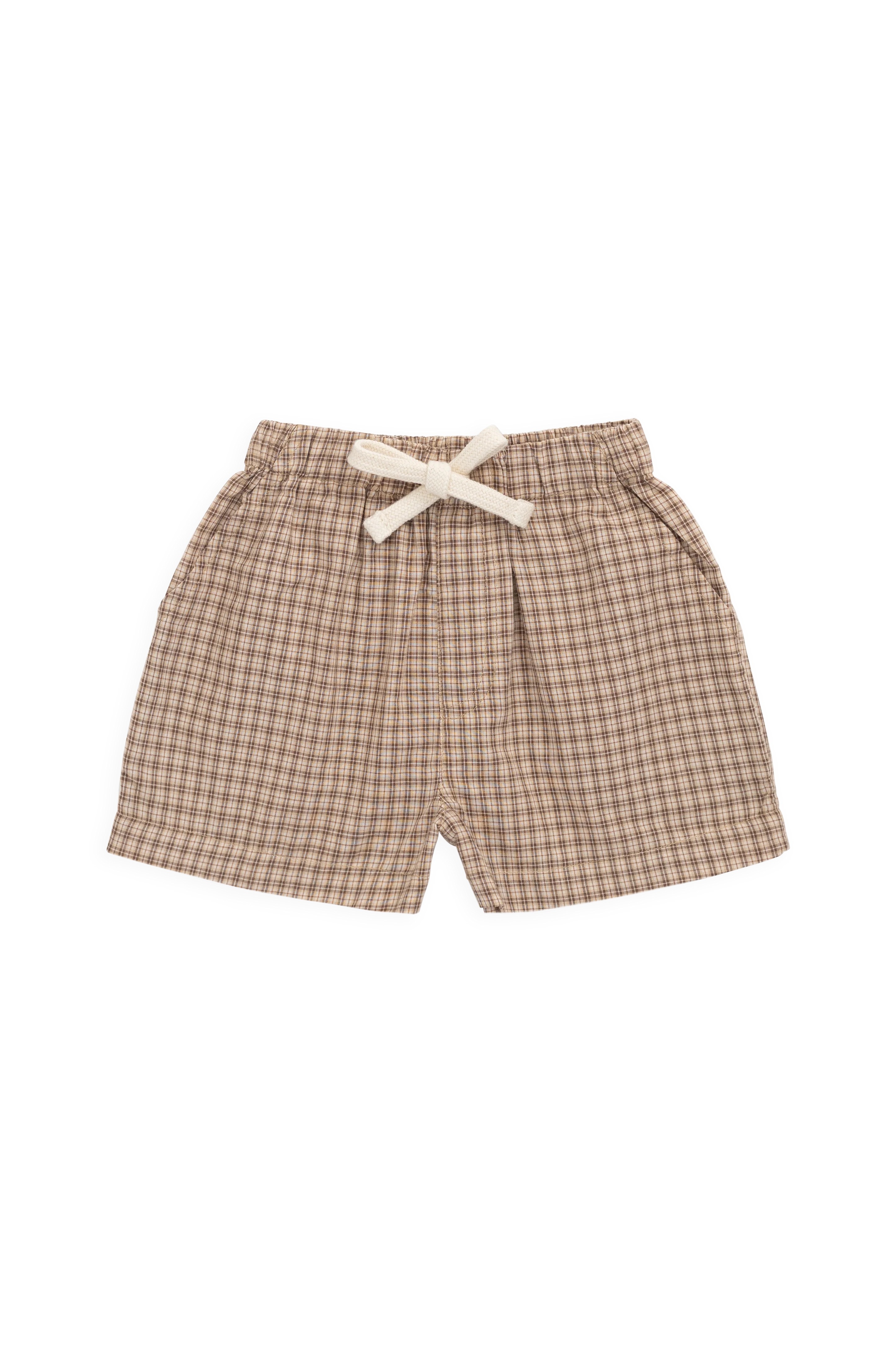 【預購】JAMIE KAY -Organic Cotton Louis Short（Cabin Check Cocoa）