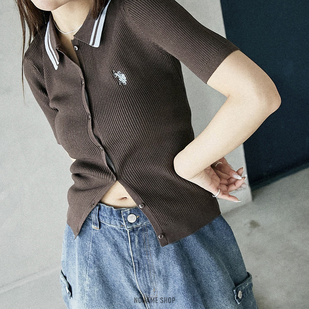 U.S. POLO ASSN. x PUBLUX 撞色 針織 Polo 短袖 四色 (女款)