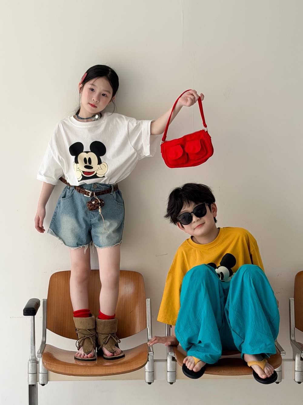 豹紋腰包牛仔短褲