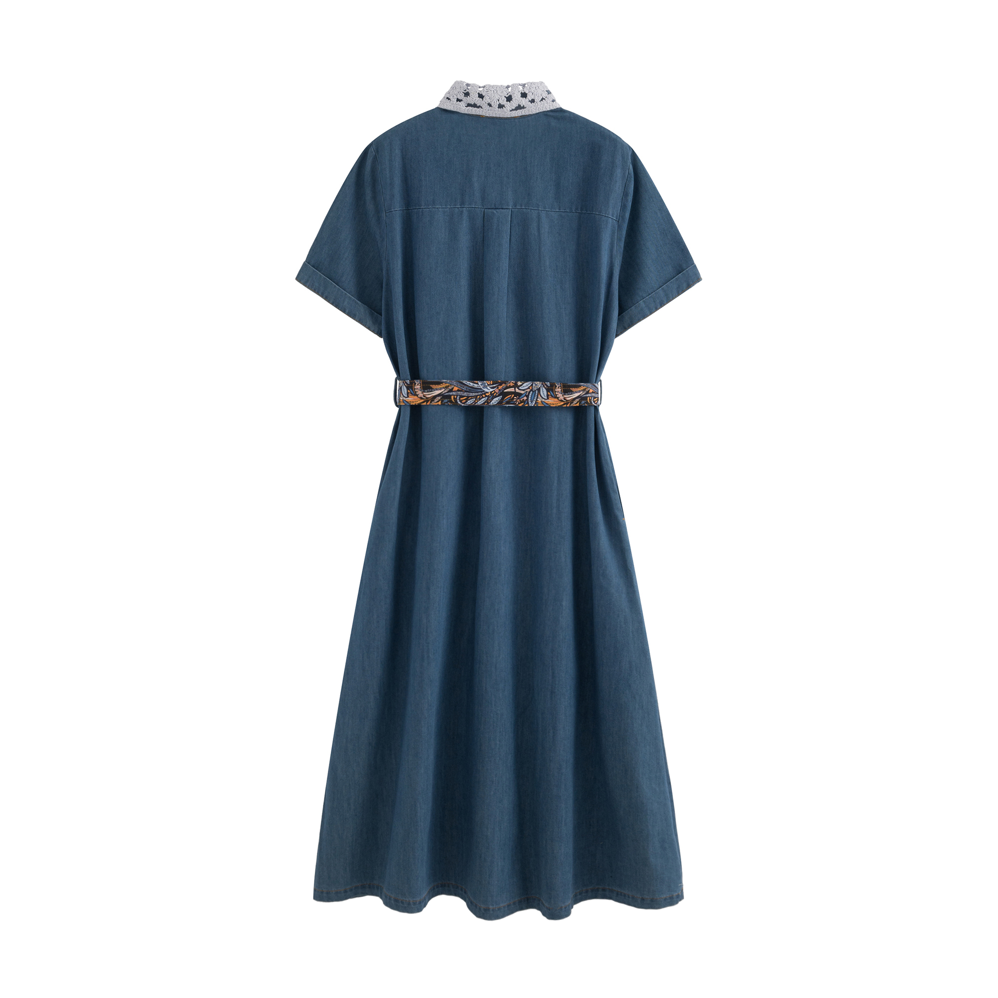 mi-tu 蕾絲刺繡牛仔連身裙