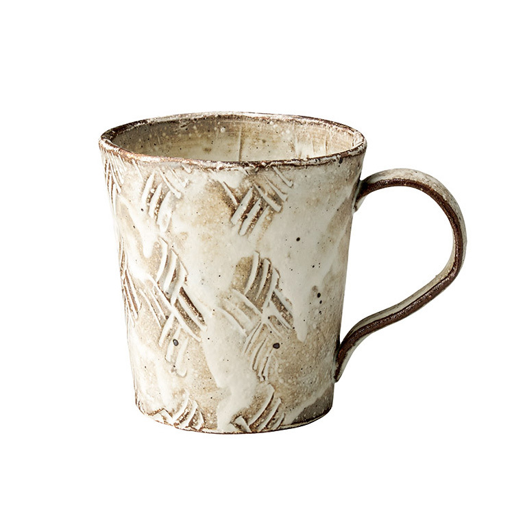 Kizami刻紋菱格馬克杯(300ML)｜美濃燒