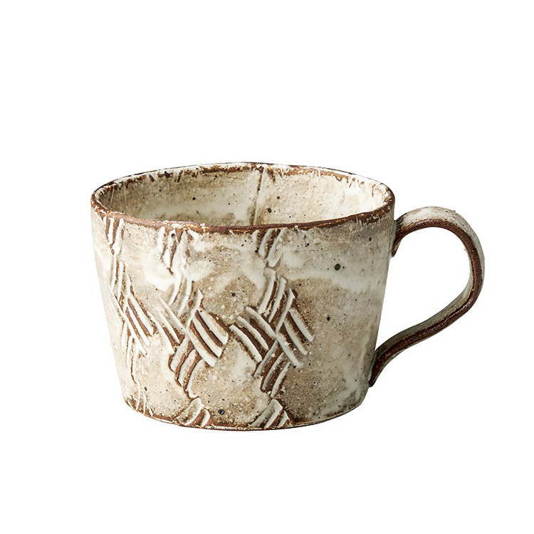 Kizami刻紋菱格咖啡杯(310ML)｜美濃燒