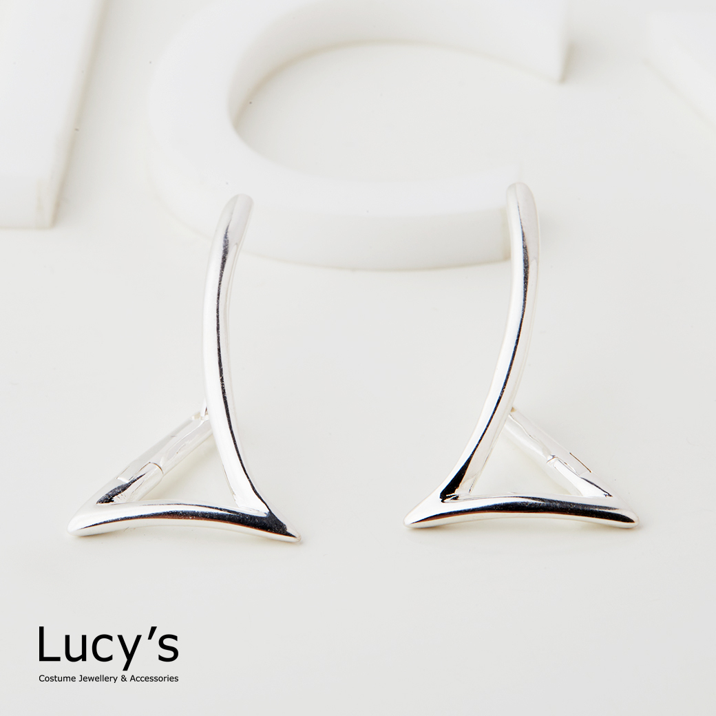 925純銀 幾何三角 易扣耳環 (127230)