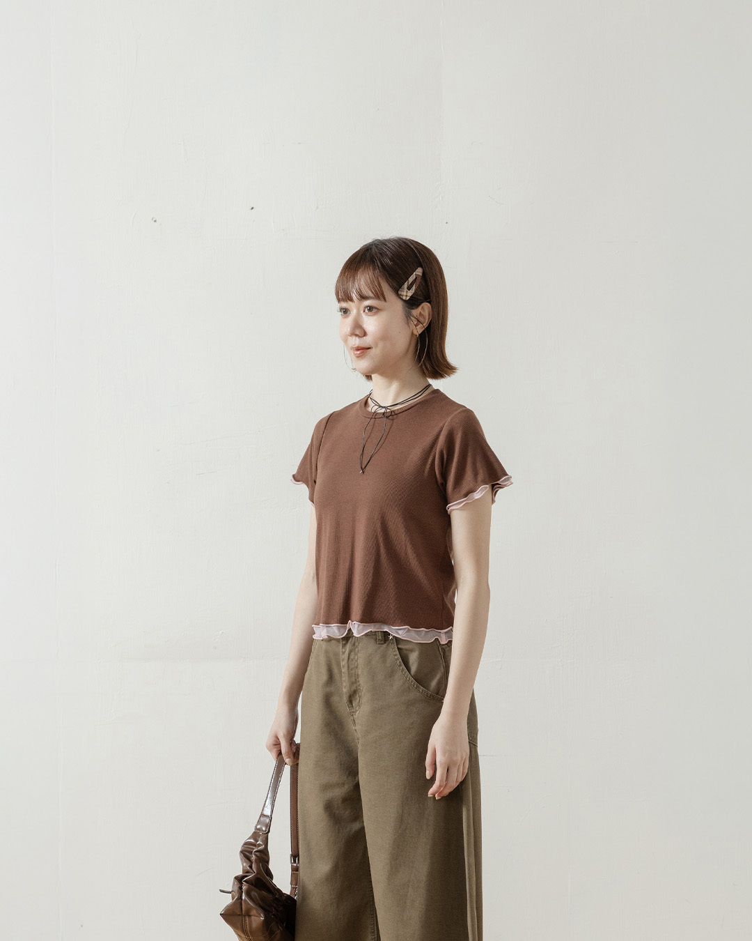 Ruffled mesh top, available in three colors.【01099709】in stock+pre-order