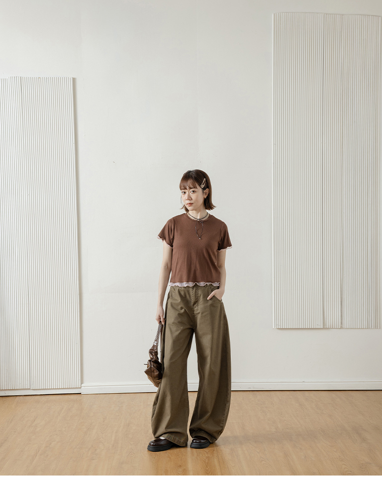 Ruffled mesh top, available in three colors.【01099709】in stock+pre-order