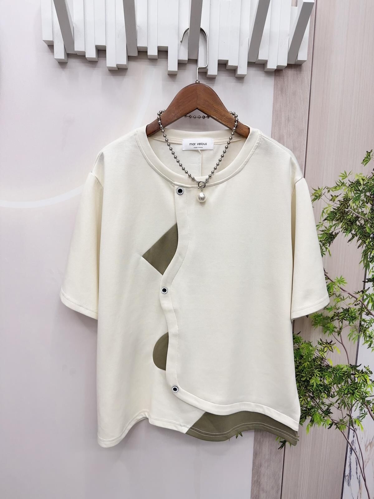 韓國淨色拼布top~158AB