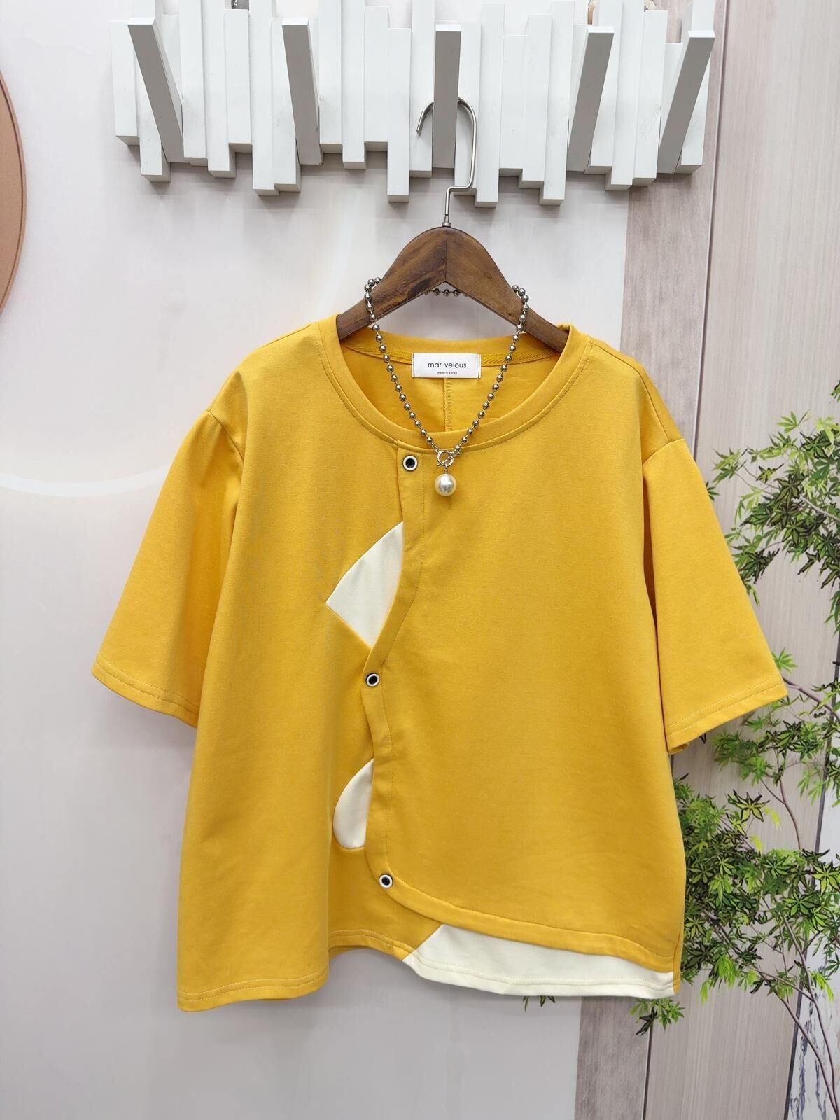 韓國淨色拼布top~158AB