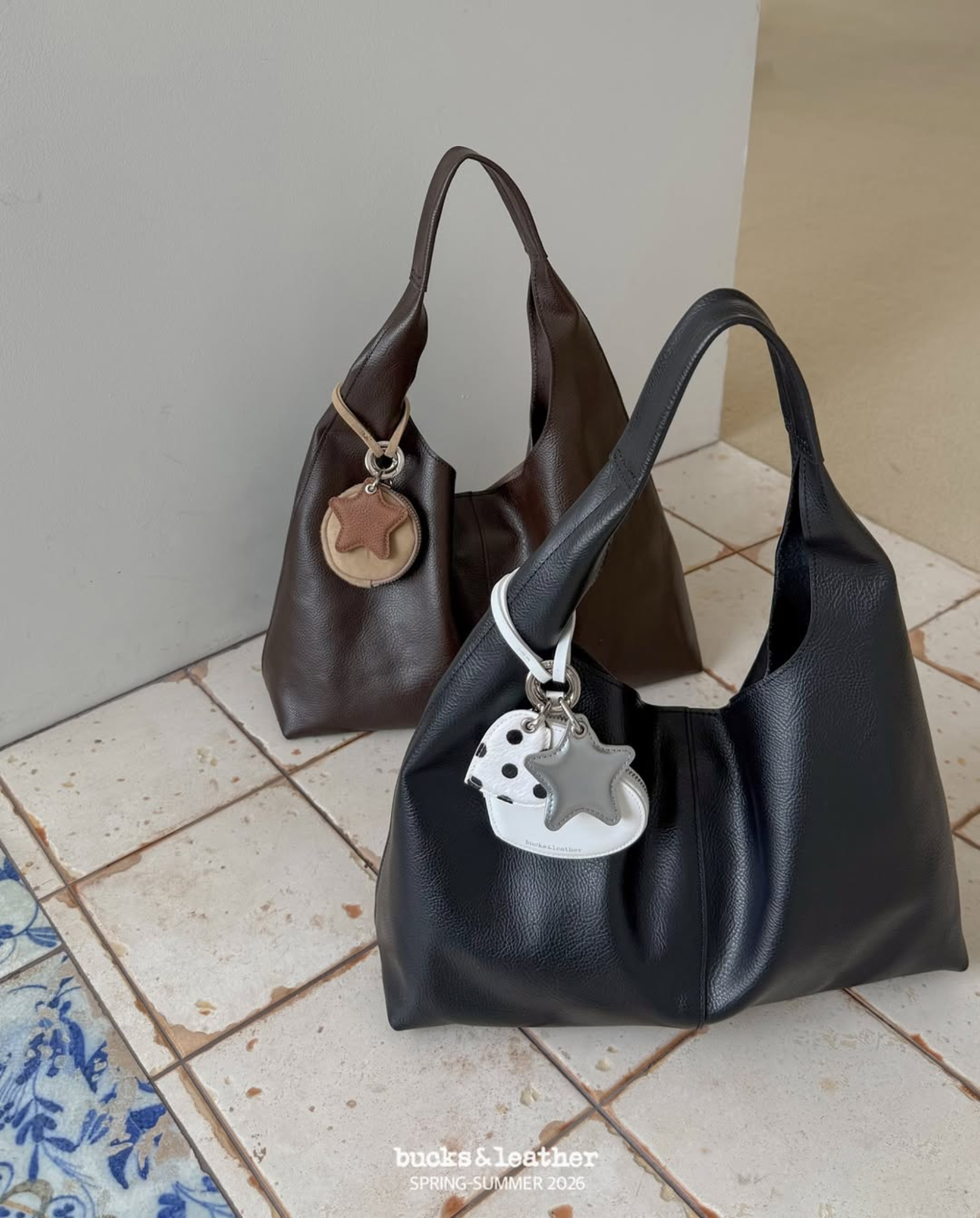 YE047 bucks&leather Brooklyn Hobo風 Tote Bag (S Size) 約長 34cm × 高 21cm，底寬 11.5cm