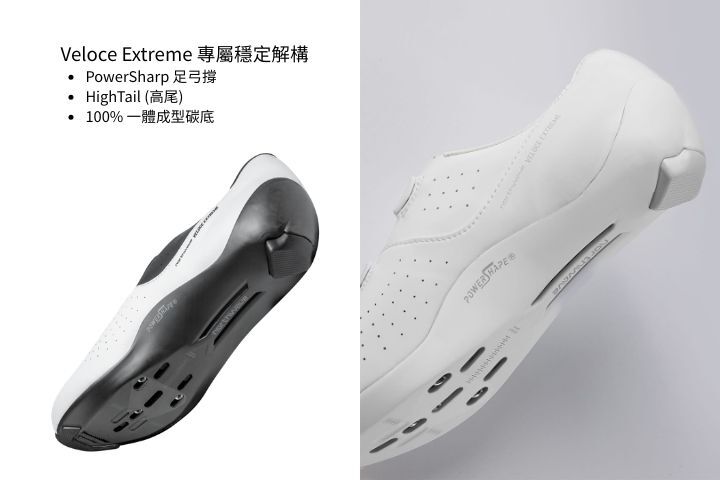 Northwave Veloce Extreme 專屬穩定解構：PowerShape HT 碳纖鞋底、High Tail 高尾支撐
