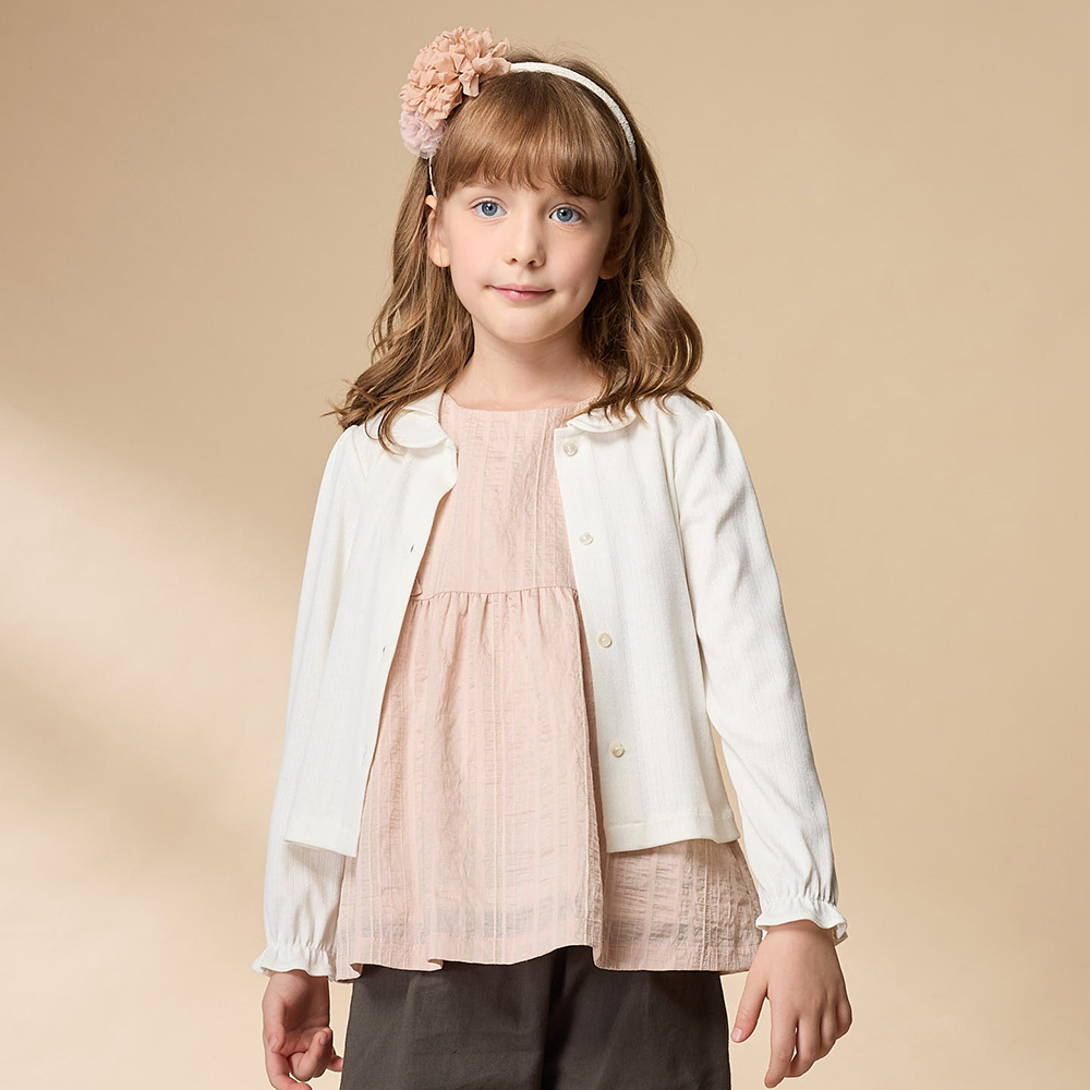 PIPPY 氣質花型領針織外套 白