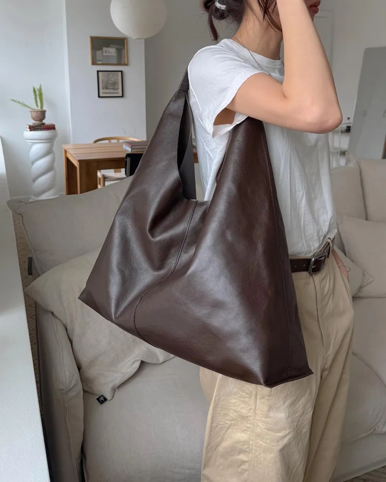 YE048 bucks&leather Brooklyn Hobo風 Tote Bag (LSize) 約長 50cm × 高 40cm, 側高50cm